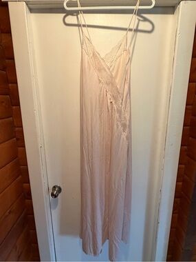 Sears Pale Pink Satin Slip with Lace Trim night gown
